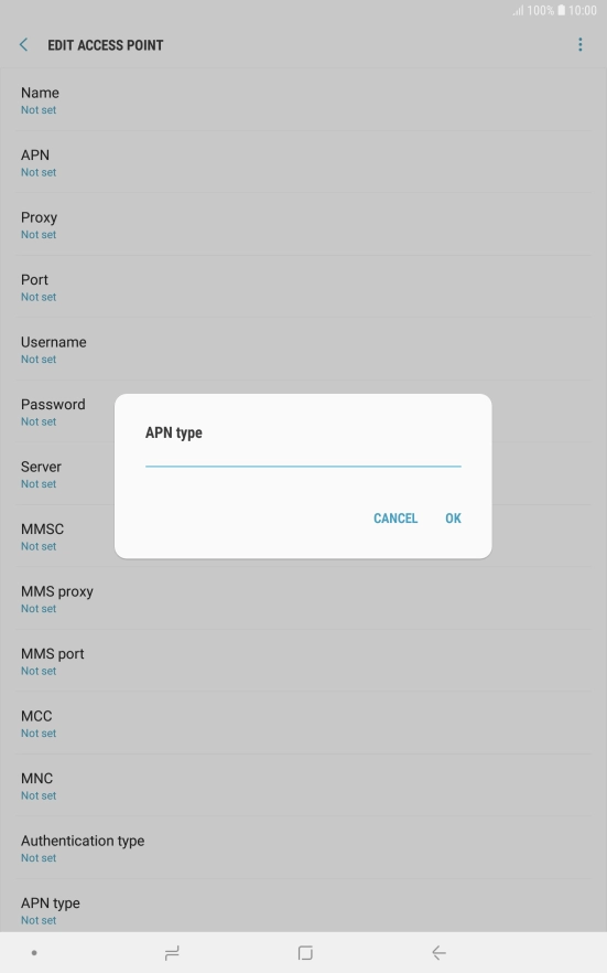 Key in default and press OK.