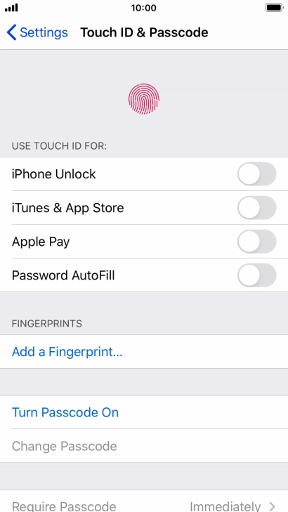 Press Turn Passcode On and key in a phone lock code of your own choice twice.