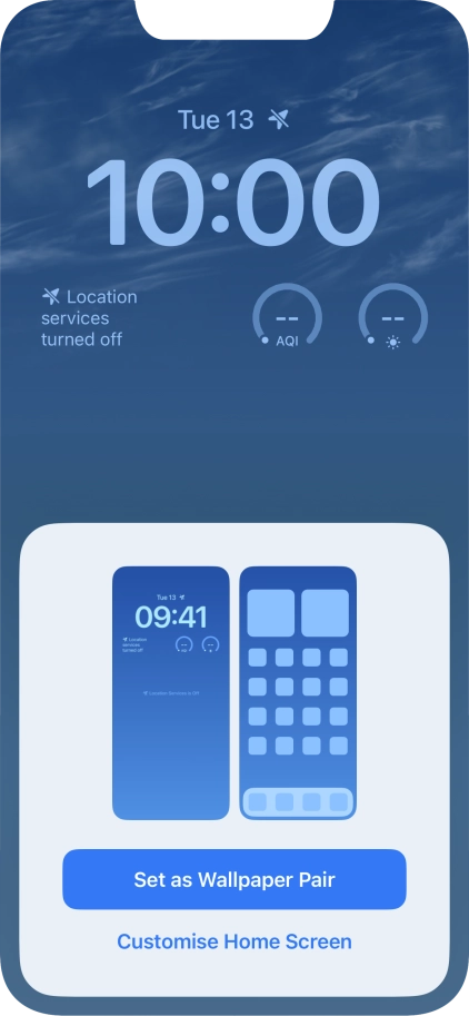 To use the same colour theme on the home screen, press Set as Wallpaper Pair.