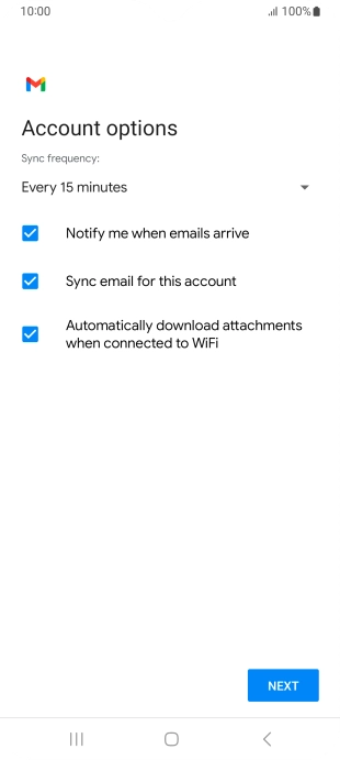 If this screen is displayed, you email account has been recognised and set up automatically. Follow the instructions on the screen to key in more information and finish setting up your phone.