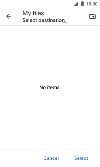 To create a new folder, press the new folder icon and follow the instructions on the screen to create a new folder.