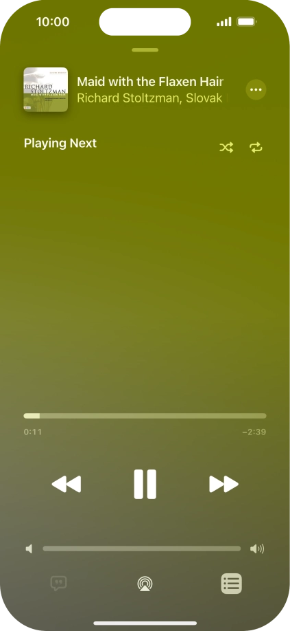 Press the shuffle icon to turn the function on or off.