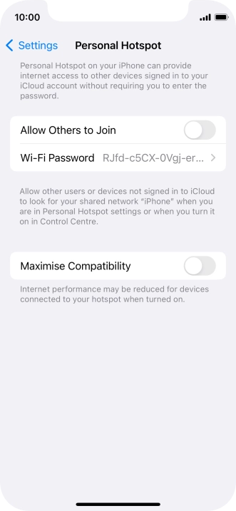 Press Wi-Fi Password and key in the required password.