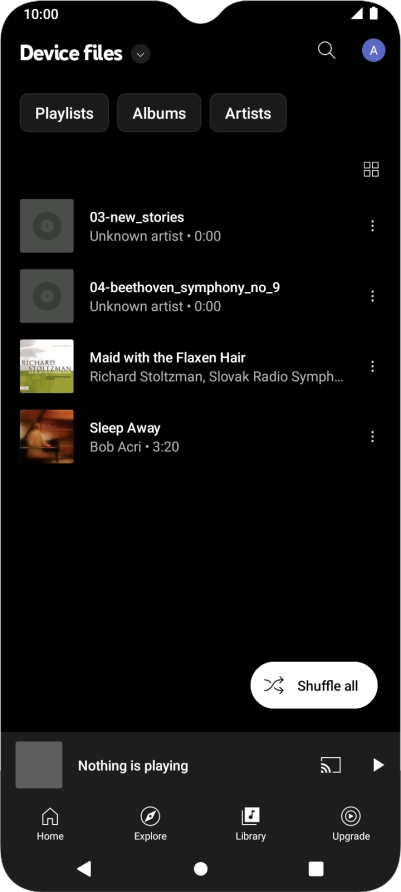 Press the required audio file.