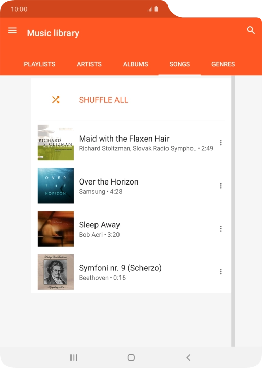 Press the required audio file.