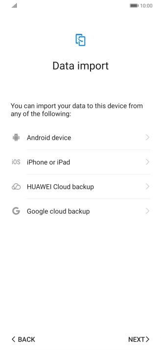 You can transfer the contents of another phone to your phone when it's activated for the first time and after a factory reset. When this screen is displayed, your phone is ready to transfer contents from another phone.