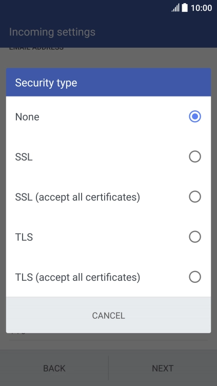 Press None to turn off the function.