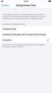 Press the required setting.