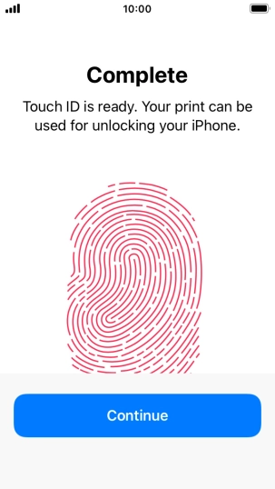 Press Continue. If you haven't previously selected a phone lock code, key in a code of your own choice twice.