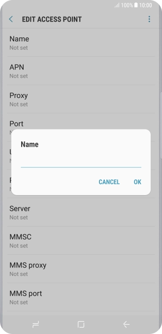Key in Vodafone Internet and press OK.