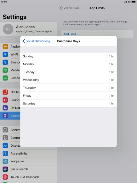 Press the required days.