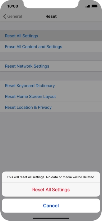 Press Reset All Settings.