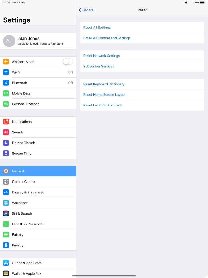 Press Reset All Settings.
