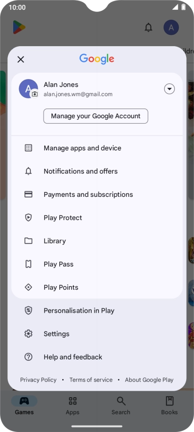 Press Manage apps and device.