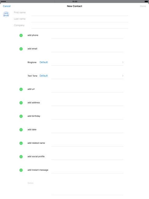 Press First name and key in the first name.