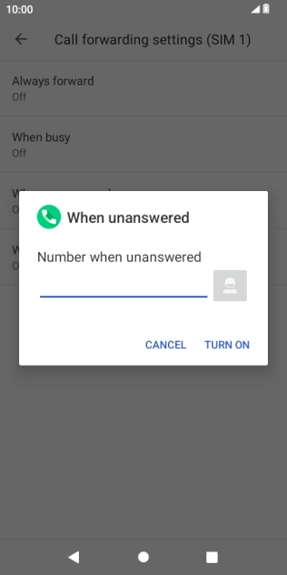 Key in +61414121121 and press TURN ON.
