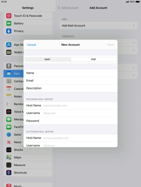 Press Host Name and key in the name of your email provider's incoming server.