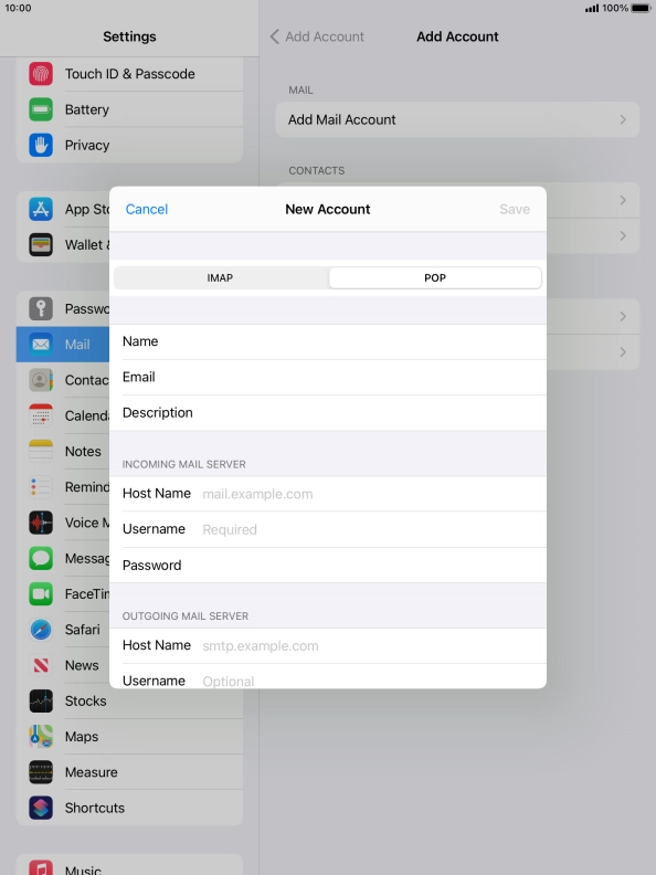 Press Host Name and key in the name of your email provider's incoming server.