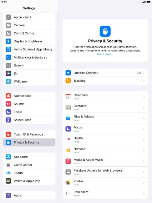 Press Location Services.