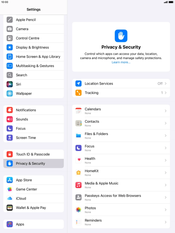 Press Location Services.