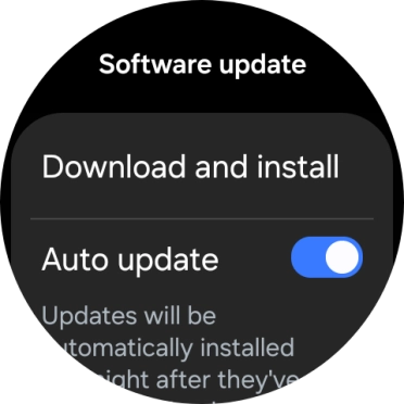 Press Download and install. If a new software version is available, it's displayed. Follow the instructions on the screen to update the smartwatch software.