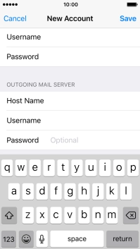 Press Password and key in the password for your email account. Please note that if you're using Vodafone's outgoing server, leave the password field empty.