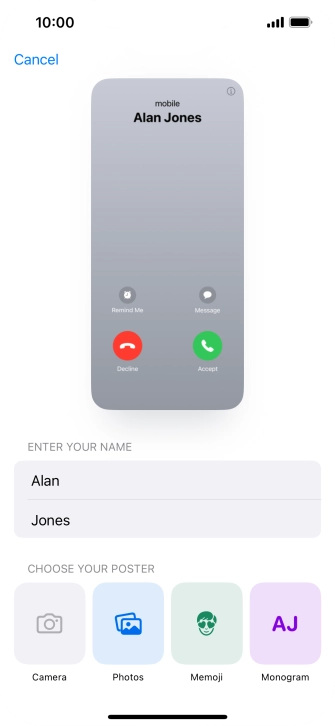 Press the required category and follow the instructions on the screen to select and save the required picture to your Contact Poster.