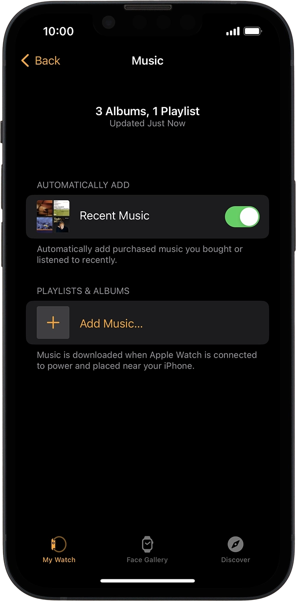 On your phone: Press Add Music... and go to the required playlist or album.