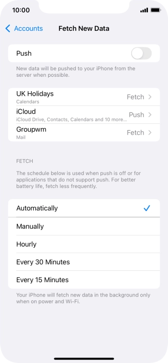 If you turn off the function, press the required setting.