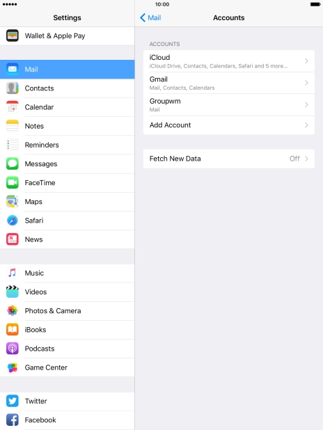Press the required email account.