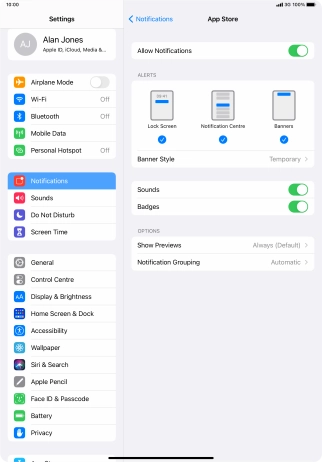 Press the indicator next to 