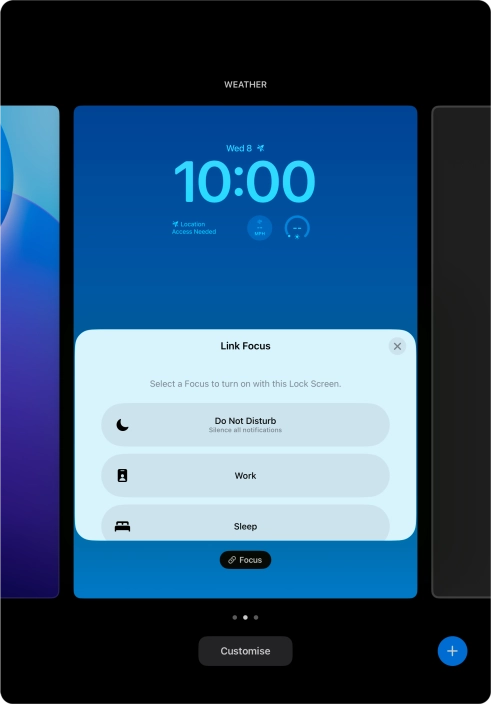 Press the required focus mode.
