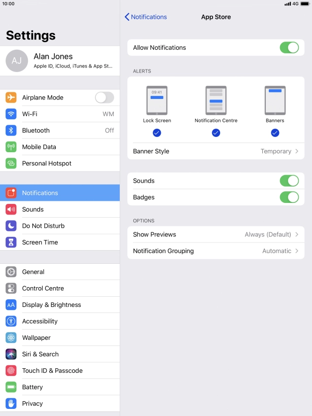 Press the indicator next to 