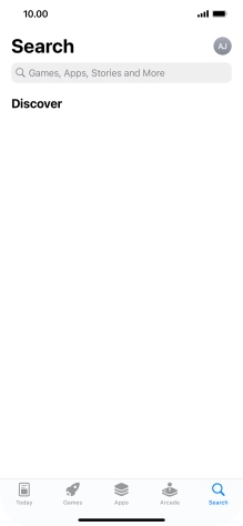 Press the search field and key in the name or subject of the required app.