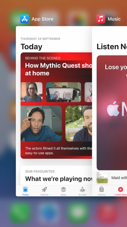 Slide upwards on the required application to end it.