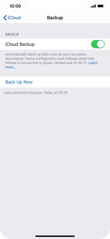 Press Back Up Now and wait while the phone memory is backed up.