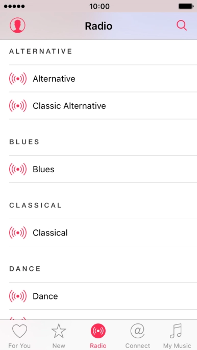Press the required radio channel to start playback of other streaming radio channels.