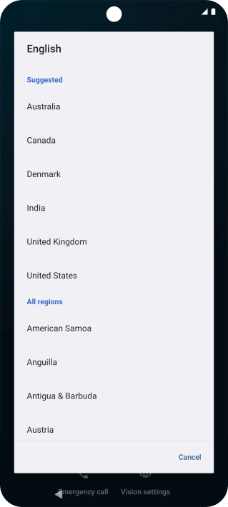 Press the required country.