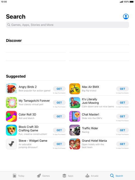 Press the search field.