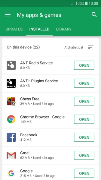 Press the required app.