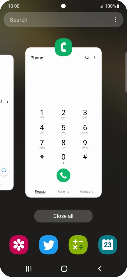 To end one running application, slide your finger upwards on the required application.