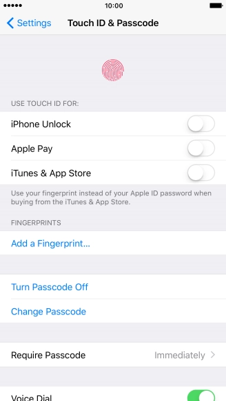 Press Turn Passcode Off and key in the phone lock code.