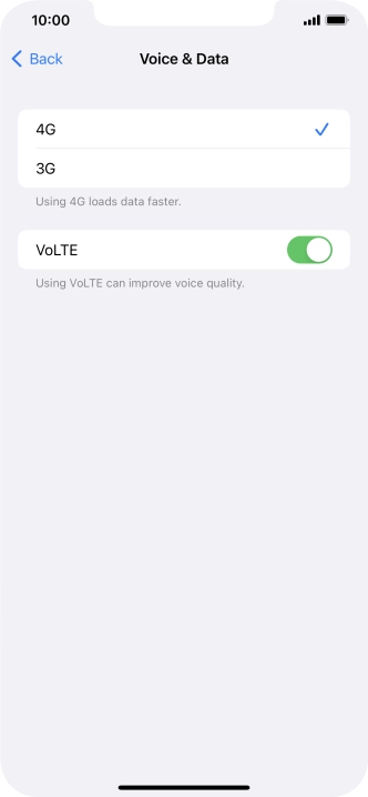 Press the required network mode.