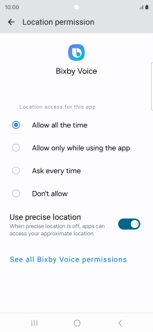 Press the required setting.