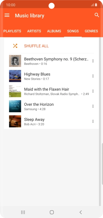 Press the required audio file.