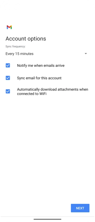 If this screen is displayed, you email account has been recognised and set up automatically. Follow the instructions on the screen to key in more information and finish setting up your phone.