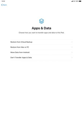 Press Don't Transfer Apps & Data and follow the instructions on the screen to finish the activation.