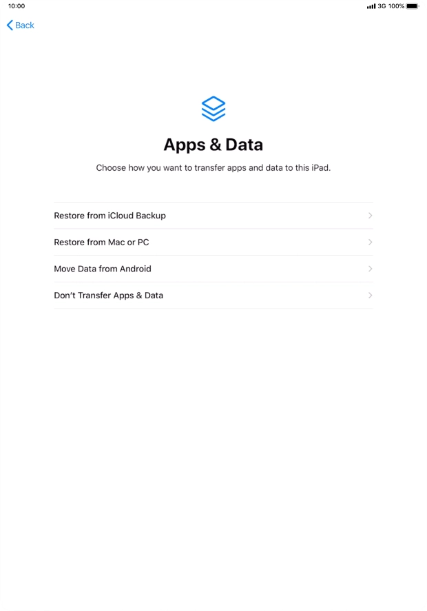 Press Don't Transfer Apps & Data and follow the instructions on the screen to finish the activation.