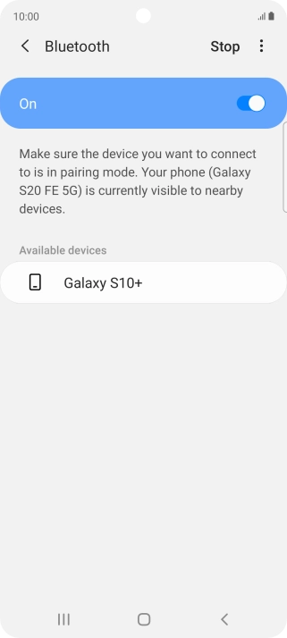 Press the required Bluetooth device and follow the instructions on the screen to pair the device with your phone.