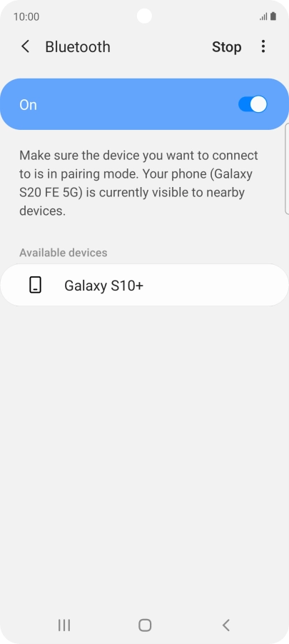 Press the required Bluetooth device and follow the instructions on the screen to pair the device with your phone.